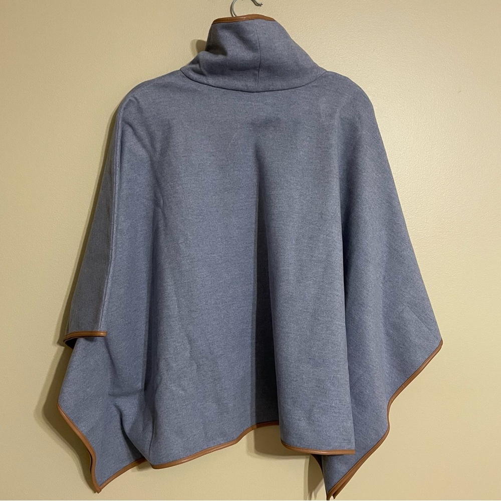 Tuckernuck Slate Blue Leather Trim Funnel Piper Poncho - Picture 6 of 6